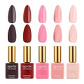 APRÉS Gel Couleur Combo Set, 5 Color Gel Nail Polish, HEMA-Free & TPO-Free, Bright Nude Pastel Colors with Brush-X Nail Art Brush (Blush After Dark)