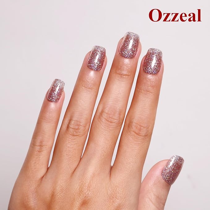 Rose Gold Iridescent Glitter Gel Nail Polish - Sparkle Shimmer Autumn Winter Rainbow Soak off LED UV Gel Nail Polish for Art DIY Manicure 15ML