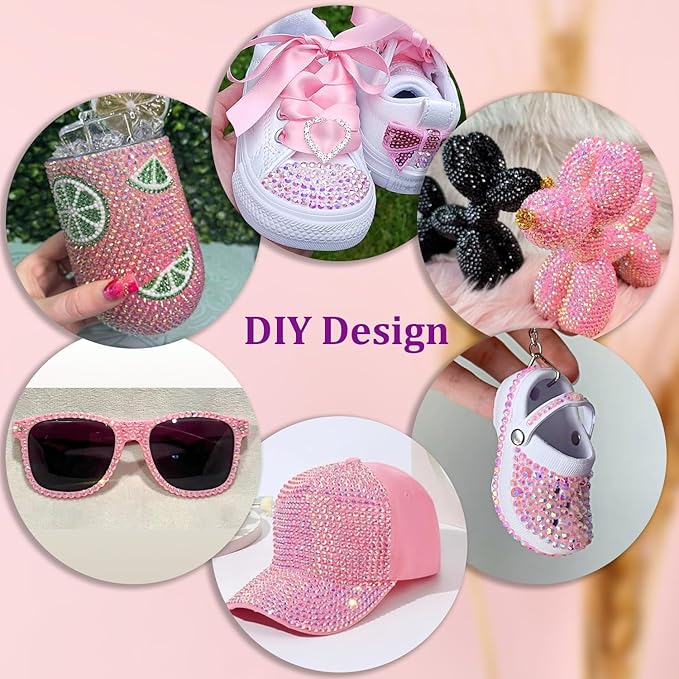 16000Pcs Resin Jelly Rhinestones with Tweezers for Crafting, Light Pink AB 2-6mm Mixed Sizes Flatback Gems, Bedazzling Crystal for DIY Crafts Clothing Tumblers Mugs Shoes Fabric Nail Art