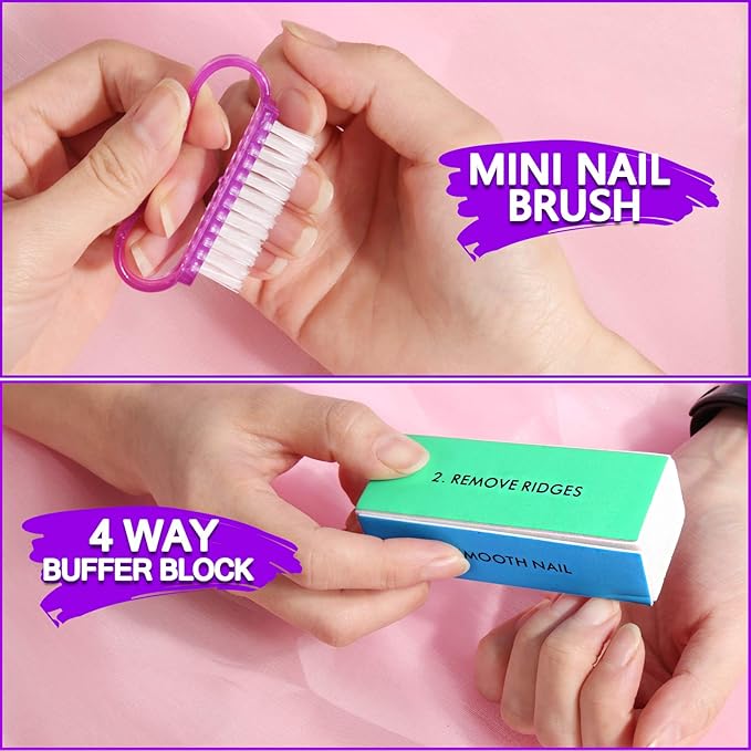 HNYYZL Manicure Kit - Nail File, Buffer, Cuticle Clipper, Pusher & Brush for Salon Nail Art