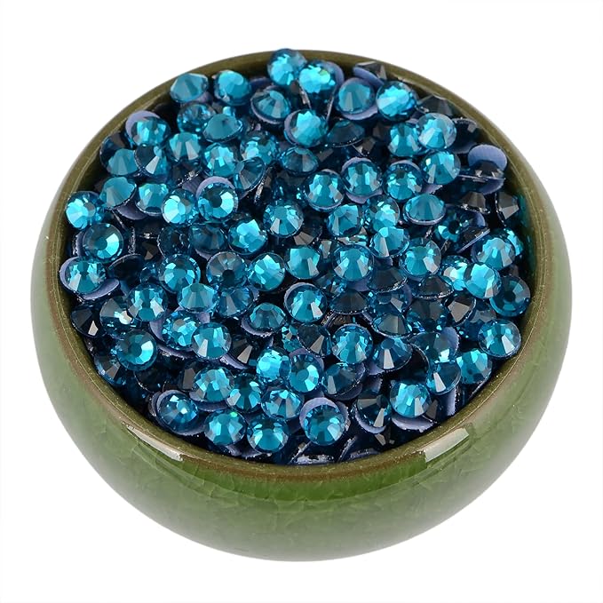NCB 2880pcs Hotfix Rhinestones Bulk, Clear Rhinestones for Crafts Clothes, Hotfix Crystals DIY Decoration (Blue Zircon, SS12 3mm)