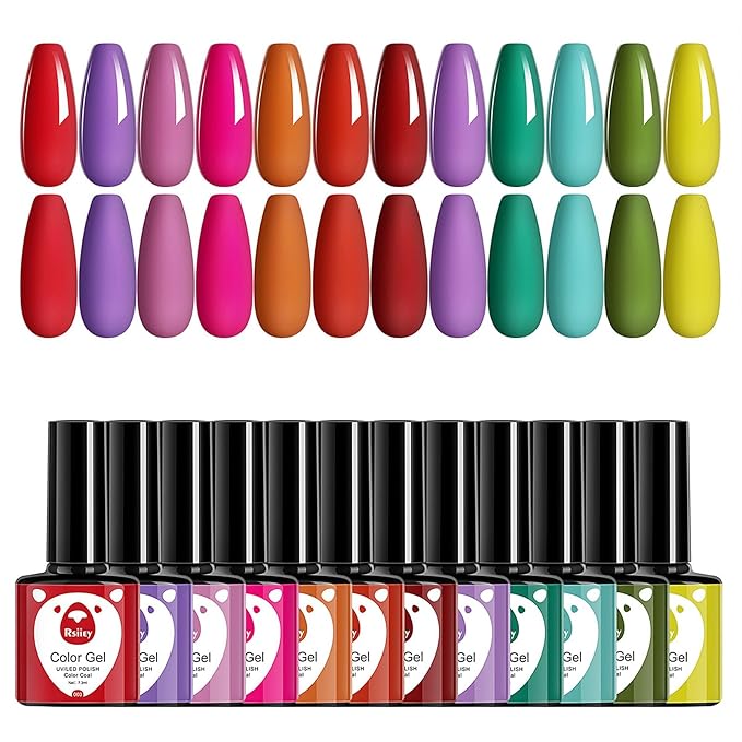 Classic Gel Nail Polish Set, 12 Colors Nude Gray Pink, Nail Polish Gel Manicure Kit (Classic colors, 12pcs)