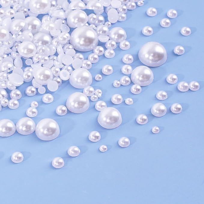 Canvalite 11000Pcs Flatback Pearls for Crafting, Multiple Sizes Half Nail Pearls with 5Pcs B7000 Jewelry Glues & Picker Tools Bedazzling Bead for DIY Crafts Clothing Tumblers Shoes Decors Nail Art