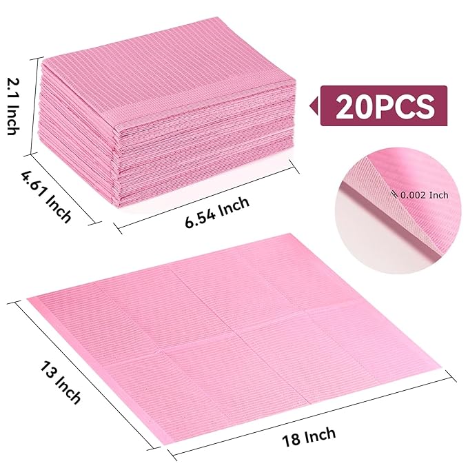 Makartt Disposable Nail Mats: 20 Pcs Foldable Nail Paper Towels for Table Acrylic Practice Sheet 3 Ply Waterproof Nail Art Table Mats Clean Pads for Salon Manicure Tattoo Pink