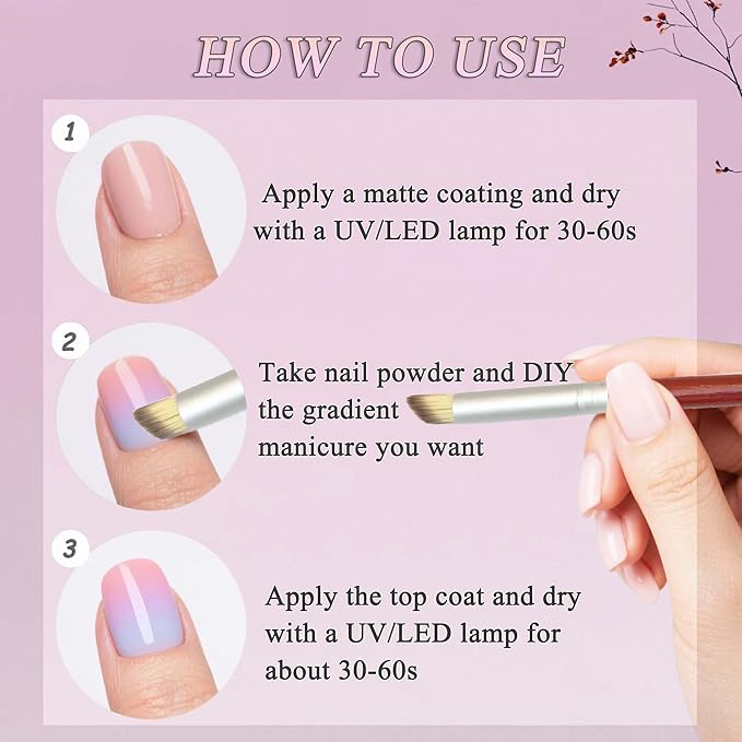Nail Pigment Powder Set - 10 Colors Nail Ombre Powder for Nail Art, with 100pcs Nail Sponges with Grabbing Pen, Ombre Nail Brush, 5 Sponge Sticks, DIY Manicure Tools
