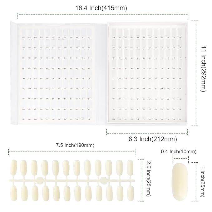 PINGEUI 2 Pack 216 Colors Nail Display Book, Nail Gel Polish Display Chart with 480 Nail Tips, Nail Polish Sample Display Book for Nail Salon and Nail Painting Practice