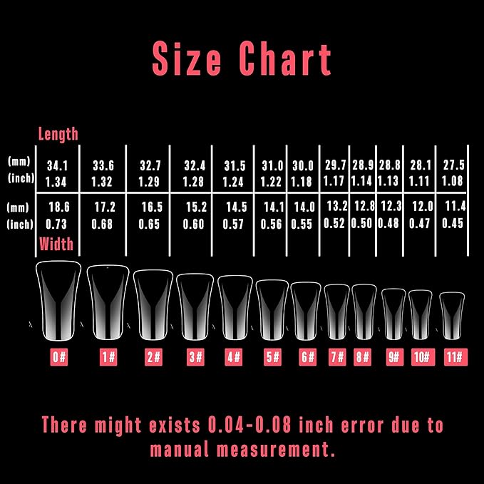 NOVO OVO 120 pcs Full Cover Duck Feet Nail Tips Press On for Acrylic, Clear Medium/Long Coverage Flare Y2K Vibe Wide French Soft Gel False Nail Extension for Art Salon x 12 Sizes in Box