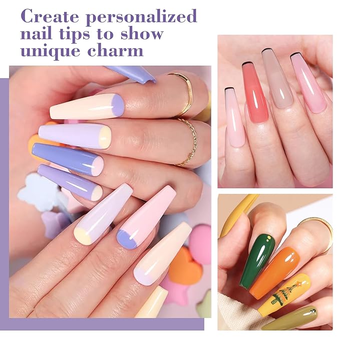 Clear Coffin Nail Tips, Gel Nail Tips for Acrylic Nails Professional，240PCS XL Nail Tips Half Matte Full Cover Ballerina Press on Nail Tips, Slightly C Curve French Nail Tips Use for Nail Extension
