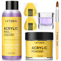 Clear Acrylic Nail Kit - Quick Dry Long Lasting Acrylic Powder & Liquid Set with Kolinsky Brush, Nail Forms for Home DIY & Salon Professional Use
