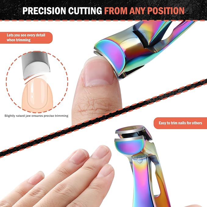 BEZOX Toe Nails Clipper - Toenail Clippers for Seniors Thick Toenails, Ergonomic Fingernail Clipper for Men and Women - Rainbow