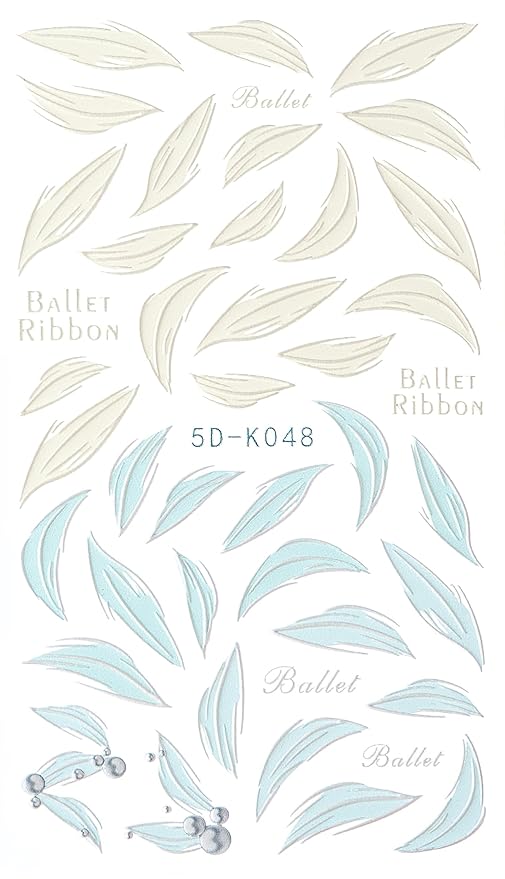 Nail Stickers, 4 Sheets 5D Angel Wing Embossed Feather Designs for Manicure
