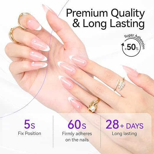 Gelike EC Gel Nail Glue for Beginners: 6 in 1 Strong Adhesive UV Nail Glue Press On Natural Acrylic Nail Tips for Salon Manicurist DIY Hema-Free Vegan 9 Toxics-Free Quick Dry Soak Off Low-Odor