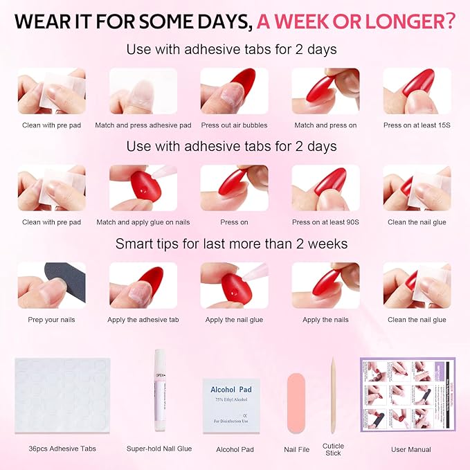 Press On Nails Short Almond - Findigit Full Cover Press On Nails, Brown Chrome Nail Tips Glue On Nails, Reusable Stick On Nails in 16 Sizes - 32 Soft Gel Fake