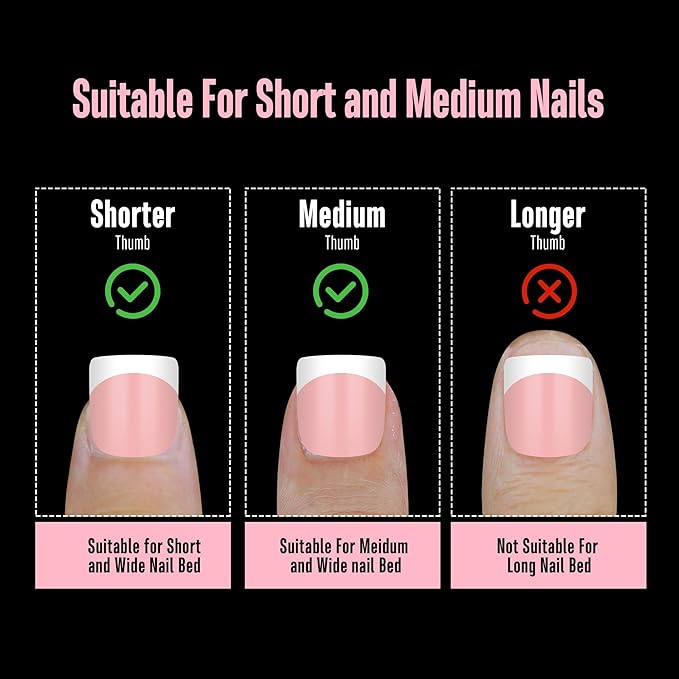 NOVO OVO Extra Short White French Tip Nail Tips, XS XXS Square Round BABY PINK, for Wide & Short Nail Beds, Thick Full Cover Press on for Women Men, Soft Gel Acrylic Extension kit, 16 Sizes x 224pcs