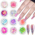 SILPECWEE 12 Boxes Glass Nail Foil Cellophane Aurora Nail Art Foil Sheets Glass Paper Laser Nail Stickers Iridescent Nail Designs Stickers Holographic Nail Film 3D Nail Decoration