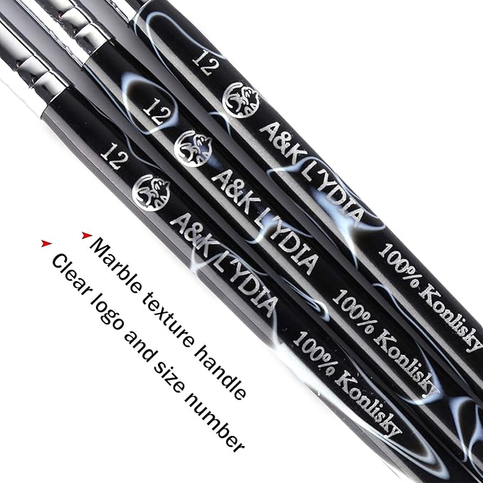 A&K L'YDIA 2 Way Acrylic Professional Konlisky sable hair French Manicure Clean-up Brush Nail Art Brush Bend Nail Dotting Pen Builder Extension UV Gel Acrylic #12