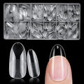 AddFavor Medium Oval Gel Nail Tips, 600pcs Round Acrylic Nail Tips Full Cover Clear Press on Nails False Tips for Nail Extension, 12 Sizes Fake Nails