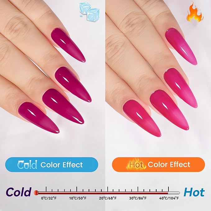 YTD Likomey Color Changing Gel Nail Polish,15ml Hot Pink To Berry Red Mood Temperature Change Colors Ombre Thermal Salon Home Fall Winter Manicure UV Nail Varnish,WB211
