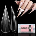 300pcs Curved Stiletto Nail Dual Forms for Poly Gel Extension, 3D Eagle Claw Nail Mold Long Cat Claw XXL Hawk Curve Sculptural Reusable Full Cover Nail Form 15 Sizes Q43