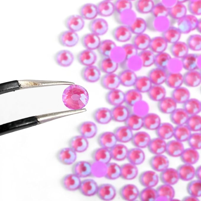 Beadsland 1440pcs Flat Back Crystal Rhinestones Round Gems for Nail Art and Craft Glue Fix, Luminous Purple, SS16,3.8-4.0mm