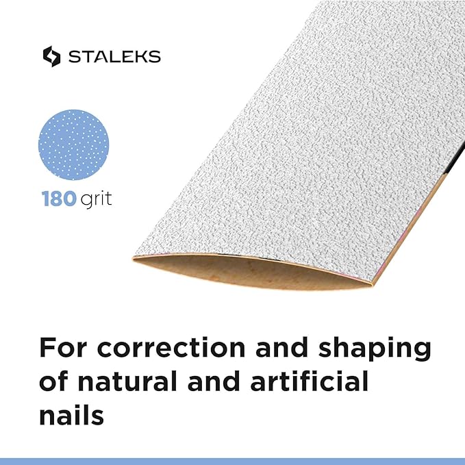 Staleks Pro Disposable White Nail Files papmAm Expert 22 – 180 Grit – 50 Pcs – Glueless Replaceable Abrasives – Precise Nail Shaping – Manicure & Pedicure