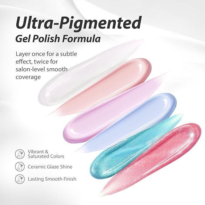 Makartt Gel Nail Polish Set 15ml, 6 Colors Gel Polish Kit High-Gloss Nude Purple Blue Shimmer White Red Green Soak Off Salon-Grade UV Nail Art Manicure DIY Salon Home - Spring in Bergen