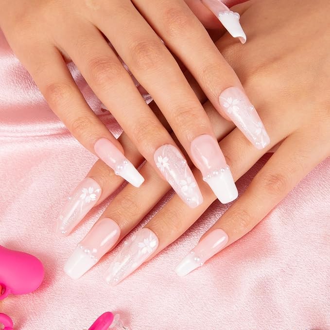 LOVFUL Press on Nails Soft Memory | Handmade with Full Covered Crystals | Reusable Fake Nails | Coffin Classic Regular 1.3 in | H276-L