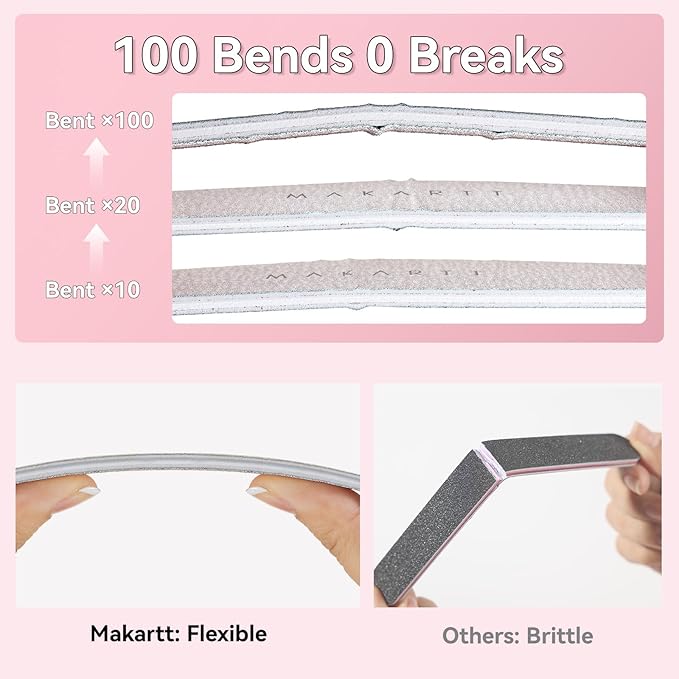 Makartt Nail File: 80/80 Grit Emery Boards for Nails, 10pcs Professional Washable Doubled Sides Coarse Toenail Filer Heavy Duty for Acrylic and Extension Gel Removal, Pedicure Manicure Tools