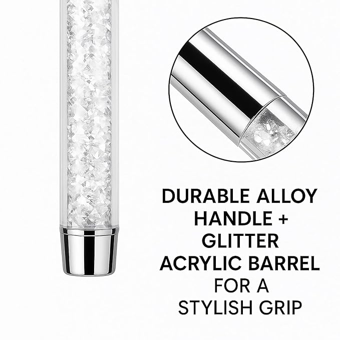2Pcs Oval & Flat Nail Gel Brush Set – Acrylic Nail Art Brushes with Rhinestone Handle – UV Builder Gel Brush for Acrylic Nails, DIY & Salon Use