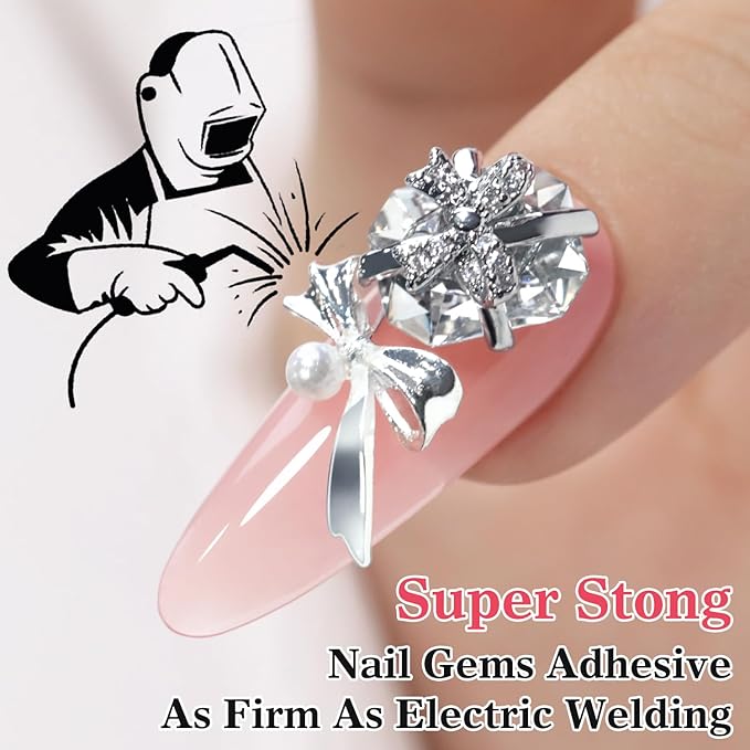 Double Rhythm 1.4 Oz Rhinestone Glue for Nails Gel Glue Design 3D Art Jewels Charm Gem Decoration 40ML Salon DIY (Rhinestone Glue Clear)