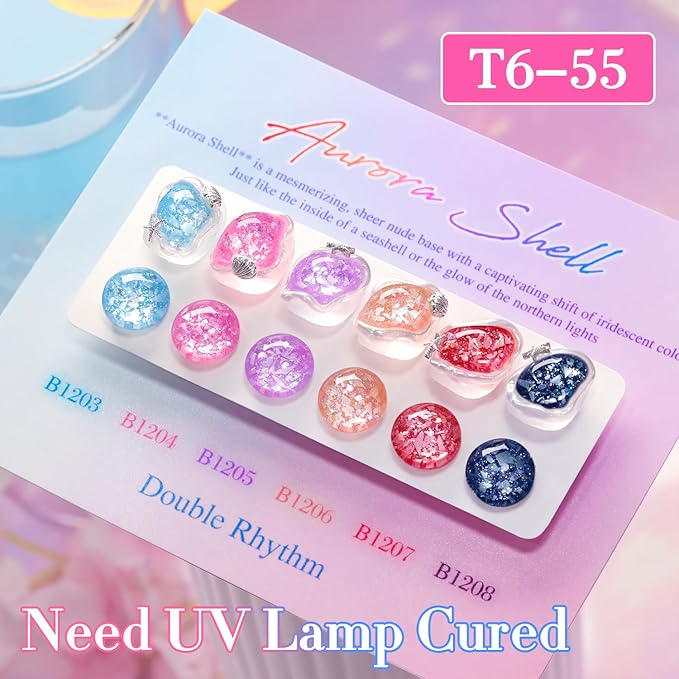 Double Rhythm 0.5Oz Glitter Gel Polish Same Color Same Bollte Shimmer Reflective Color for Nail Art Salon DIY Soak Off 15ml Nail Lamp Gel Polish at Home (Shell Pink-B1204)
