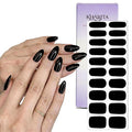 Semi Cured Gel Nail Strips – Real Gel Nail Polish Wraps for Brittle Nails | Waterproof Long Lasting Easy Peel-Off Removal | Hema-Free | 20-Piece Solid Black Salon Kit with File & Stick