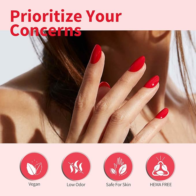 CANNI Red Gel Nail Polish, 1Pcs Bright Red Gel Polish Neon Color High Gloss Soak Off U V Manicure Salon DIY