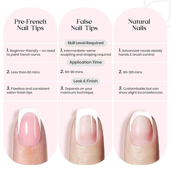 Beetles Summer Press On Nails 224 Pcs 7 Colors, French Tip Nails Short Squoval Classic Fake Nail Tips, Rainbow Soft Gel Nails False Nails Art DIY For Women
