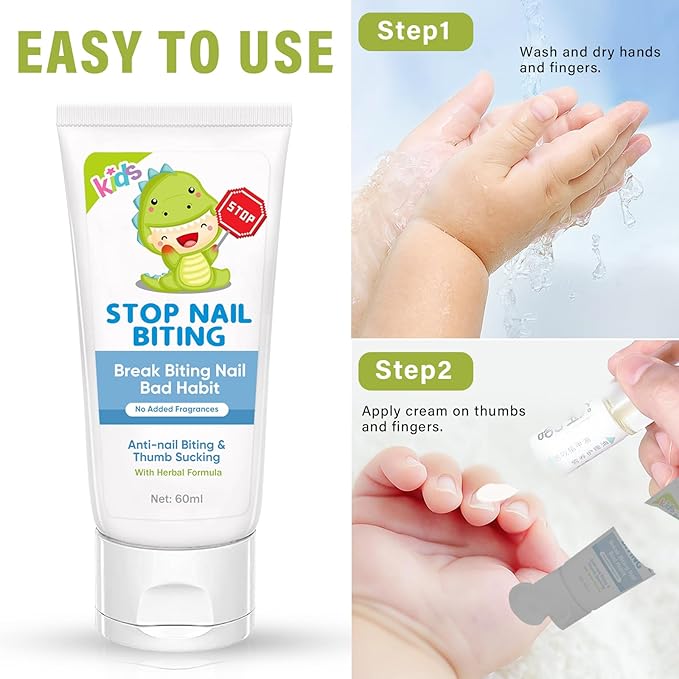 Nail Biting Treatment for Kids, Nail Biting Prevention, No Bite Cream for Gentle Care & Stop Thumb Sucking, Safe and Natural Plant Bitter Formula