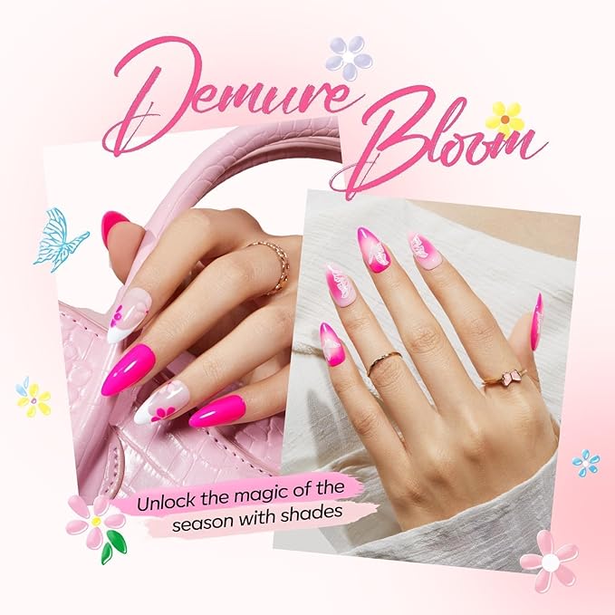 modelones Pink Gel Nail Polish Set,Hema-Free Light Pink White Hot Pink Gel Polish Kit Magenta Purple Shimmer LED 6 Colors 2026 Spring Easter Nail Art Gift Salon DIY Starter Kit