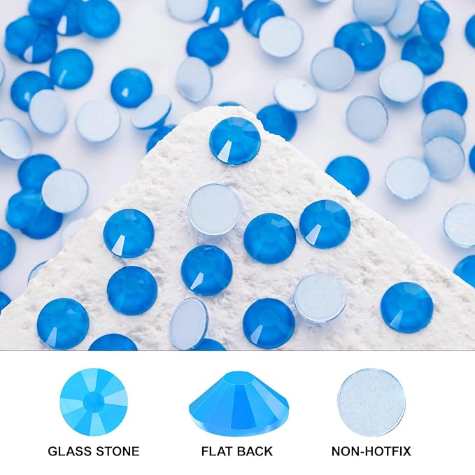 Novani 3000 Pieces Flatback Rhinestones Glass Round Gems Neon-Blue Crystals for Nail Art DIY Crafts Clothes Shoes,SS20,4.6-4.8mm