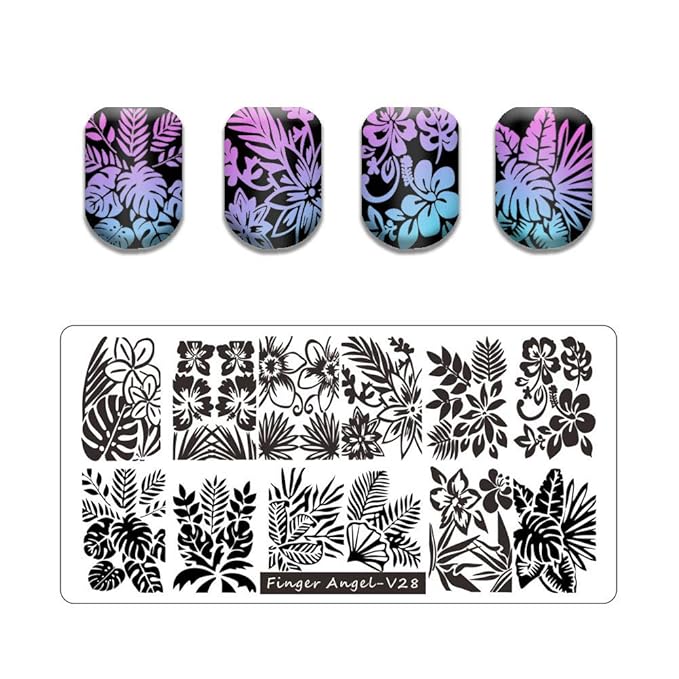 13pcs Stamping Nail Art Plates set 8 Stamping Plates with 2Stamper 2Scraper 1storage bag Nails Art Stamping Plate Scraper Stamper Set Leaves Flowers Animal Design Nail Template Image Plate