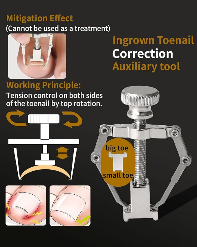 Ingrown Toenail Tool, 6 PCS Stainless Steel Pedicure Tool, Straight Edge and Curved Slanted Nail Clippers Cutters for Ingrown Toenail Correction Removal Kit at Home for Seniors, Men, Women
