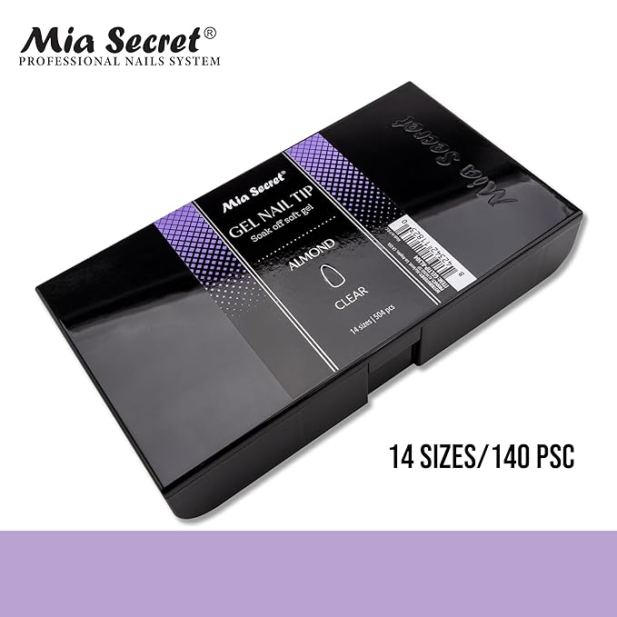 Mia Secret Soak off CLEAR Soft Gel Nail Tip MADE IN USA for Salon and DIY (Clear 140 Tips, Almond)