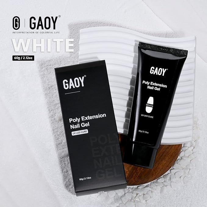 GAOY Poly Gel, 60g Nail Extension Gel, White Builder Gel Nail Enhancement Gel for Beginner & Professional Nail Art Salon DIY at Home