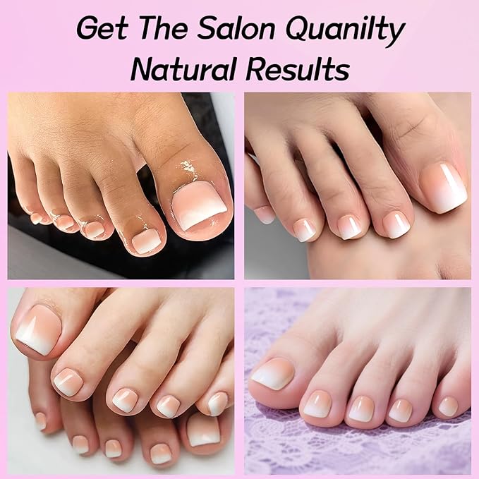 120PC Ombre Press on Toenails for Women Fake Toe nail Press ons Acrylic Toe Press on Nails Set, Ombre Press on Toe Nails Press on Fake Toenails Press ons Acrylic Toe Nail Tips Kit&Glue Tab-F