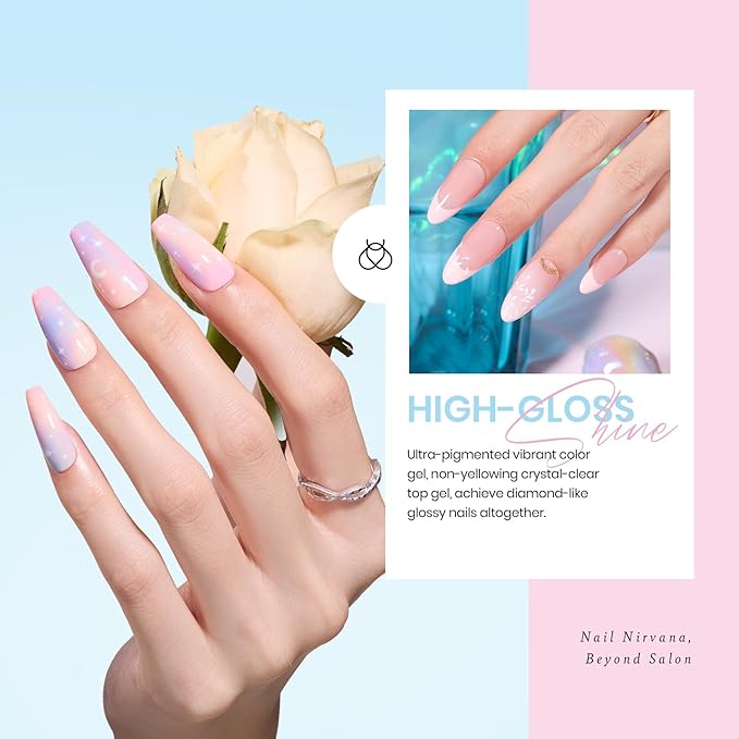 beetles Pastel Gel Nail Polish Set - 20 Colors Spring Gel Nail Kit Dreamy Town Collection Macaroon Pink Yellow Green Blue Glitter Manicure Kit with 3Pcs Base Top Coat Uv LED Easter Gift for Women