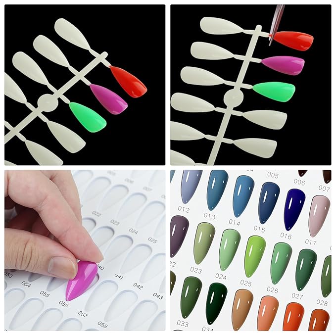 160 Nail Color Book,with 240 Flase Tips & 1-200 Number Sticker Labels,Professional Nail Color Swatches Book for Polish UV Gel(Brown)
