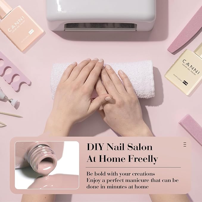 CANNI 6 Colors 9 ML Hema-Free Nude Gel Nail Polish Set, Nude Pink Gel Polish Set, Soak Off LED Nail Manicure Kit DIY at Home Salon Gifts