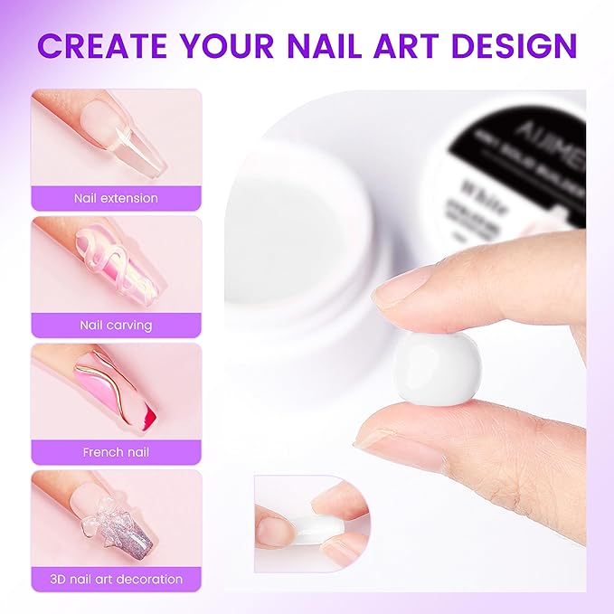 Solid Builder Gel for Nails 4fl.oz 120ml Clear & Whit Hard Gel, Non-Sticky, 3D Sculpting, Nail Extension Flase Nail Thickening Solution