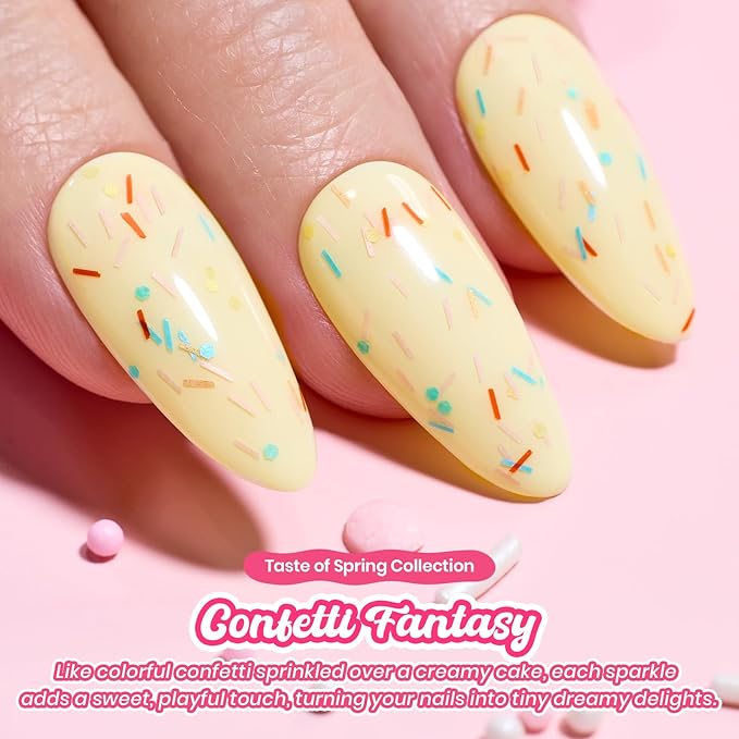 Beetles Glitter Gel Top Coat 15ml – Confetti Fantasy Sparkle Nail Top Coat, Overlay Glitter Effect for Gel Nail Polish, Soak Off UV LED Cured High Shine Long Lasting Spring Nail Art