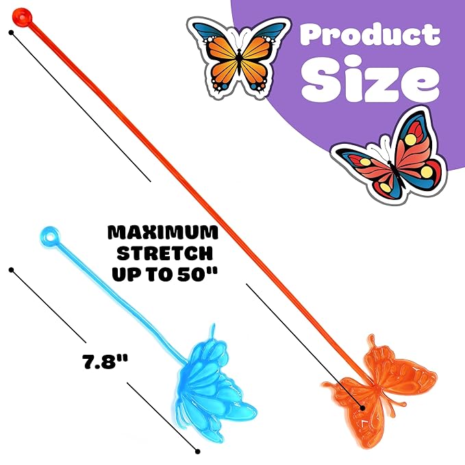 48PCS Butterfly Party Favors - 24PCS Temporary Tattoos & 24PCS Stick Hands Party - Perfect Birthday Party Supplies, Goodie Bag Stuffers, Treasure Box Toys, Classroom Prizes, and Student Gifts