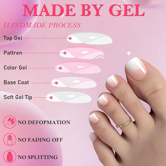 AddFavor 240pcs Ombre Press on Toenails for Women Fake Toe Nail Press ons False Toe Nail Tips Press ons Fake Toenails Press on Toe Nails for Women with Glue and Adhesive Tabs