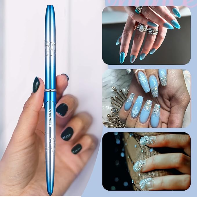 Acrylic Nail Brush Size 4,KEMEISI 100% Pure Kolinsky Nail Art Brushes Sturdy Handle Oval Shaped Acrylic Powder Nail Design Tools for Professional Manicure DIY Home Salon (Blue Gradient)